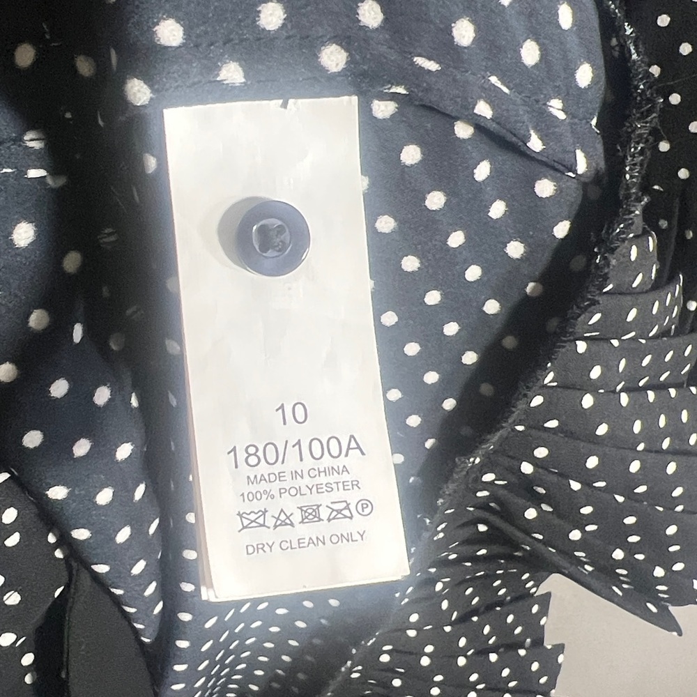 Kate spade New York Black & White PolkaDot midi dress dainty flowy Sz 10 - Picture 13 of 13
